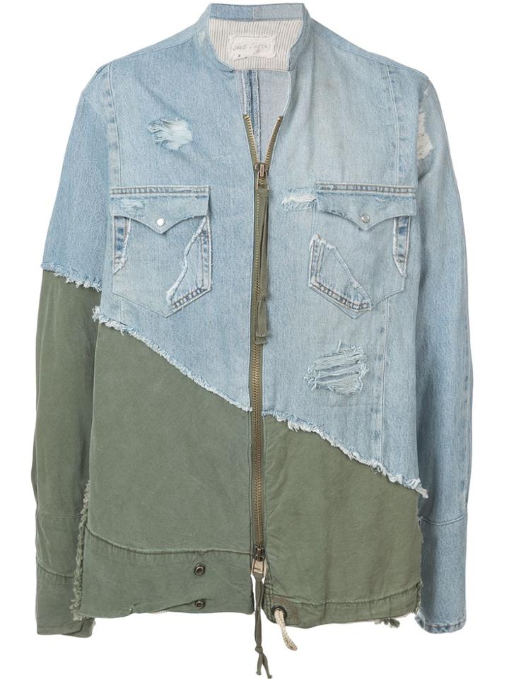 Greg Lauren Denim-panelled Shirt - Green