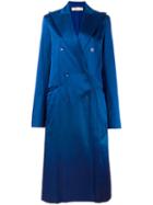 Nina Ricci Long Double Breasted Coat, Women's, Size: 36, Blue, Silk