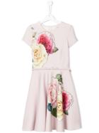 Monnalisa Chic Teen Floral Print Dress - Pink & Purple