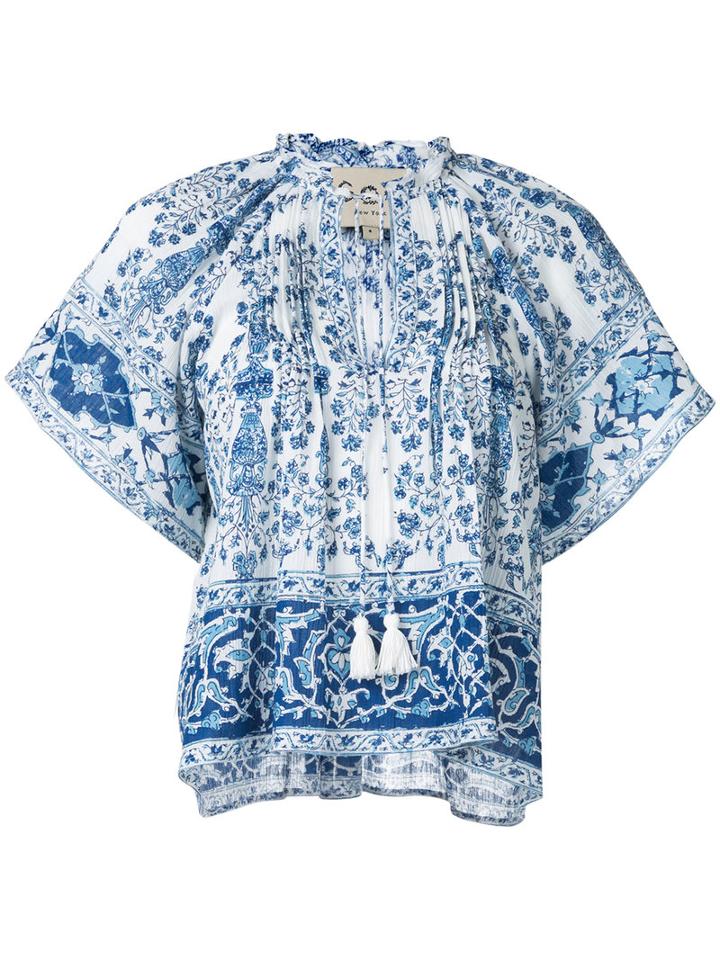 Sea - Boxy Floral Print Blouse - Women - Cotton - 4, Blue, Cotton
