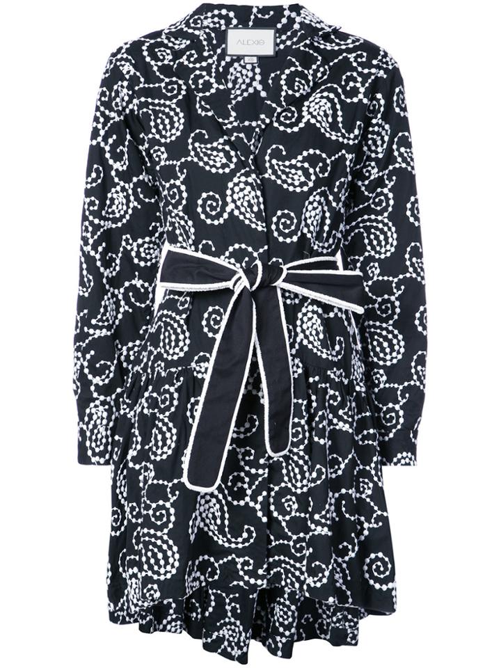 Alexis Embroidered Wrap Mini Dress - Black