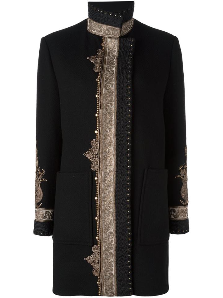 Etro Embroidered Pattern Sports Coat, Women's, Size: 42, Black, Silk/polyamide/copper