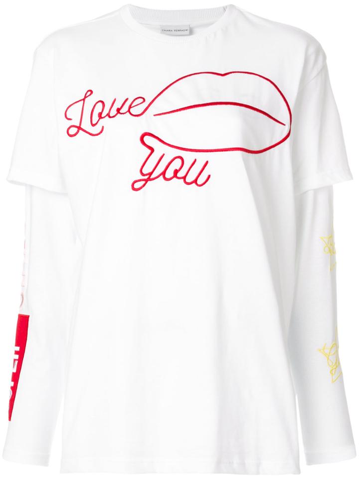 Chiara Ferragni Love You Layered Sleeves T-shirt - White