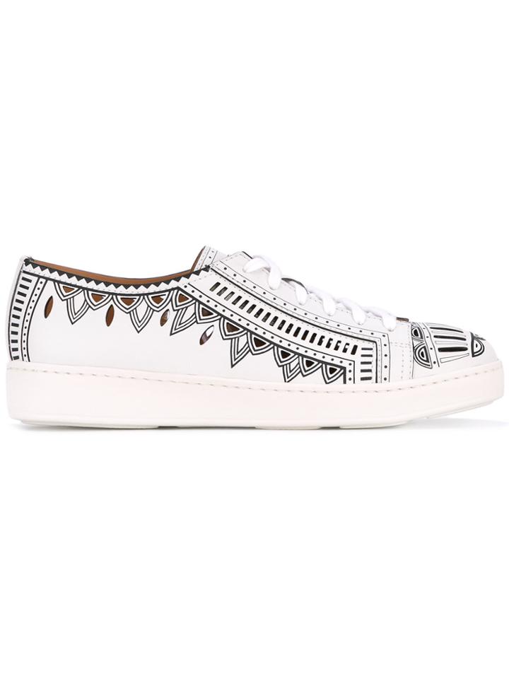 Santoni Printed Trainers - White
