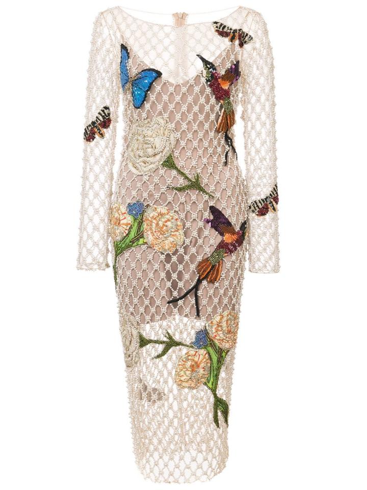Patbo Mesh Effect Embellished Dress - Nude & Neutrals