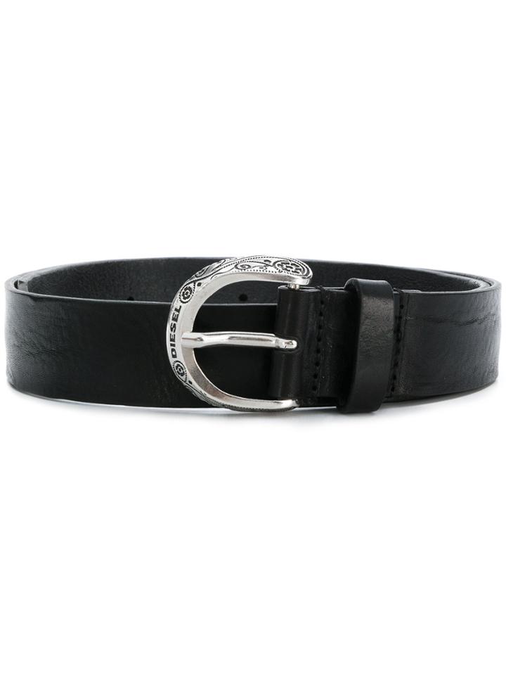 Diesel Buckle Embellished Belt - Black