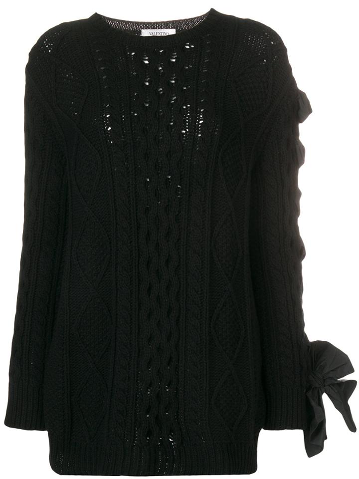 Valentino Lace-up Sleeve Jumper - Black