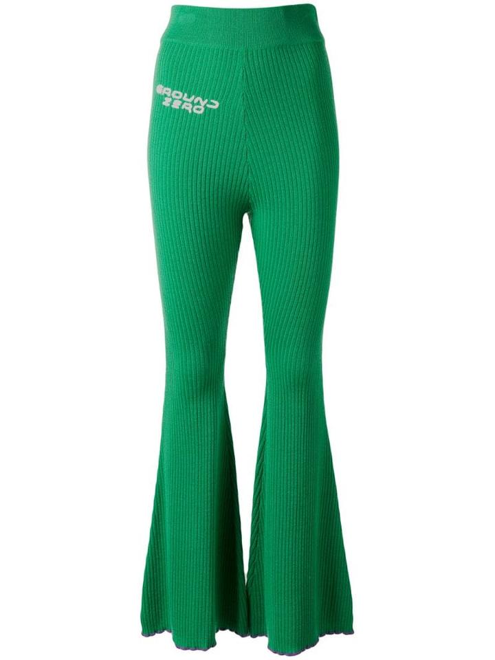 Ground Zero Ribbed Flared Trousers - Green
