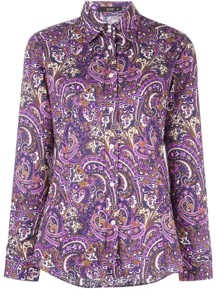 Etro Paisley Print Shirt, Women's, Size: 42, Pink/purple, Cotton/spandex/elastane
