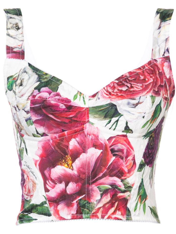 Dolce & Gabbana Floral Print Brocade Cady Bustier - White