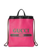 Gucci Gucci Print Small Drawstring Backpack - Pink