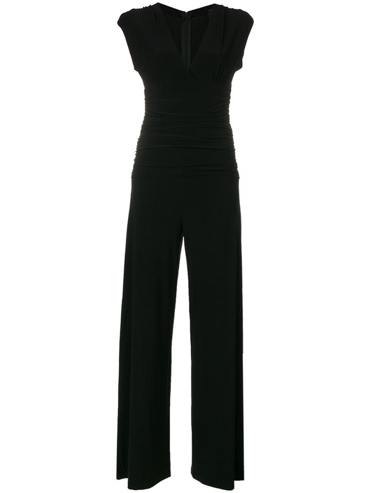 Norma Kamali Ruched Plunge Jumpsuit - Black