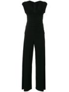 Norma Kamali Ruched Plunge Jumpsuit - Black