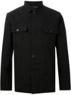 Isabel Benenato Buttoned Front Pockets Over Shirt, Men's, Size: Small, Black, Linen/flax/wool