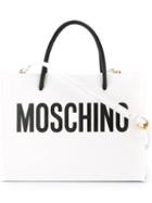 Moschino Logo Print Square Tote, Women's, White