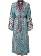 Anjuna Floral Print Kimono Coat - Blue