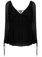 P.a.r.o.s.h. Pleated V-neck Blouse - Black
