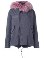 Mr & Mrs Italy Mini Parka, Women's, Size: Xs, Blue, Cotton/rabbit Fur/lamb Skin/racoon Fur