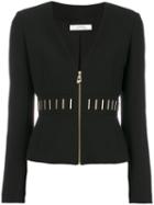 Versace Collection - Zipped Fitted Jacket - Women - Cotton/polyester/spandex/elastane/viscose - 42, Black, Cotton/polyester/spandex/elastane/viscose
