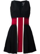 Fausto Puglisi Striped V Neck Dress, Women's, Size: 42, Black, Silk/acetate/viscose