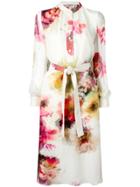 Lanvin Belted Floral Shirt Dress - Nude & Neutrals