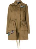 Red Valentino Flower Patch Parka Coat - Green