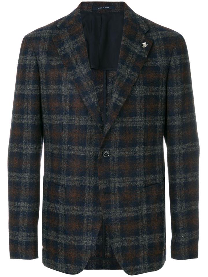 Tagliatore Plaid Notched Blazer - Blue