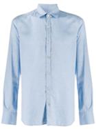 Canali Plain Long Sleeve Shirt - Blue