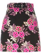 Msgm Floral Print Skirt, Women's, Size: 44, Black, Viscose/cotton/polyester