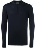 Laneus Longsleeved Polo Shirt, Men's, Size: 52, Blue, Silk/cashmere