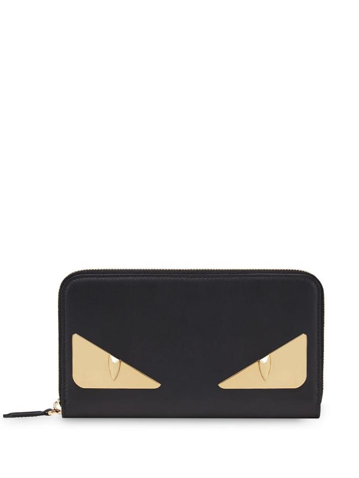 Fendi Zipped Diabolic Eyes Wallet - Black