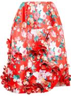 Simone Rocha Satin Skirt With Floral Applique