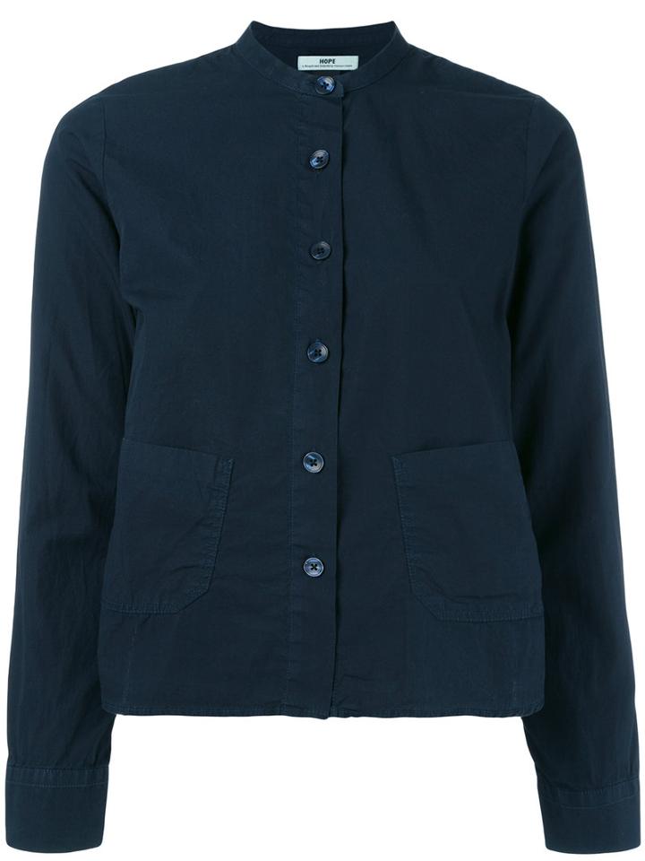Hope - Collarless Shirt - Women - Cotton - 34, Women's, Blue, Cotton