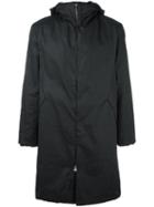 Transit 'futra' Hooded Coat, Men's, Size: Medium, Black, Polyurethane/virgin Wool/polyamide/virgin Wool