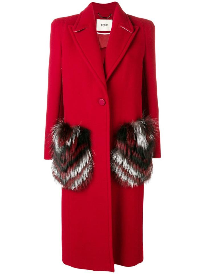 Fendi Patched Pocket Coat - Red