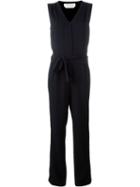 See By Chloé Belted Sleeveless Jumpsuit, Women's, Size: 38, Blue, Polyester/spandex/elastane/cotton