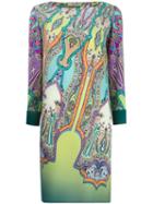 Etro Abstract Print Shift Dress, Women's, Size: 44, Silk