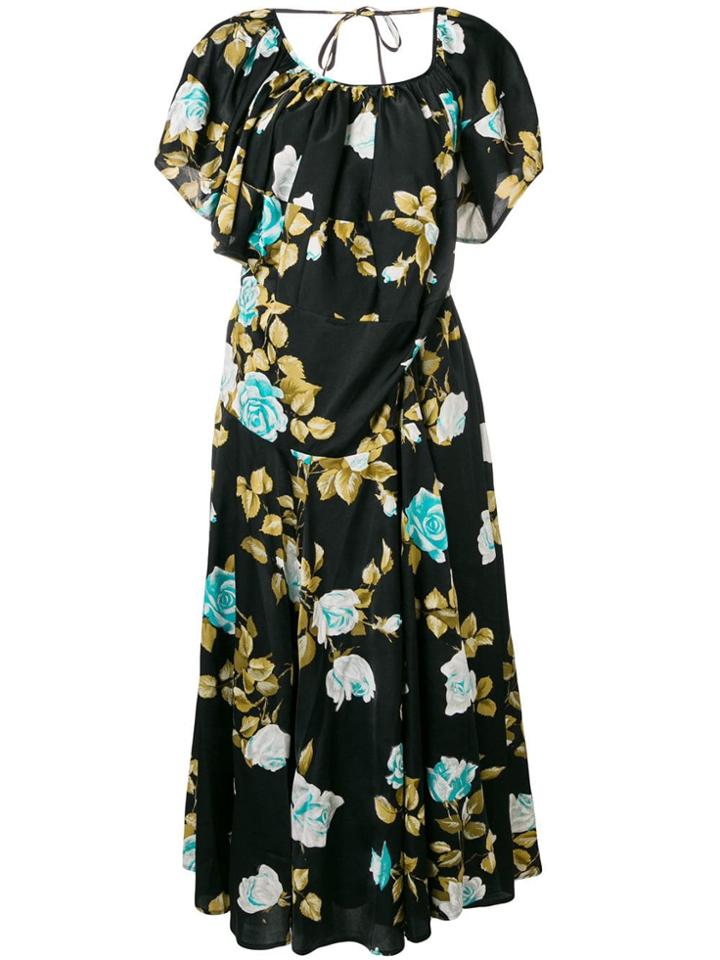 Junya Watanabe Layered Collar Floral Dress - Black