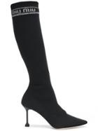 Miu Miu Sock Detail Knee-length Boot - Black