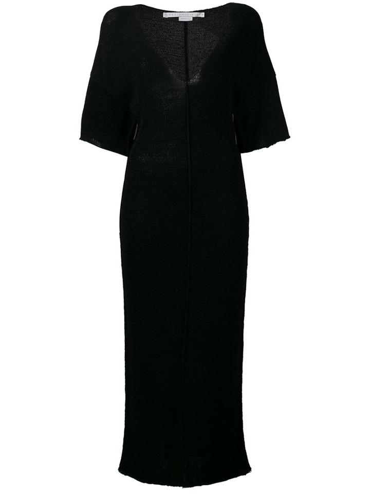 Stella Mccartney - Long V-neck Dress - Women - Polyamide/viscose - 38, Women's, Black, Polyamide/viscose