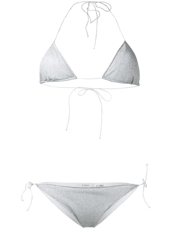 Oseree - Lumiere Bikini Set - Women - Polyamide/polyester/spandex/elastane - M, Grey, Polyamide/polyester/spandex/elastane