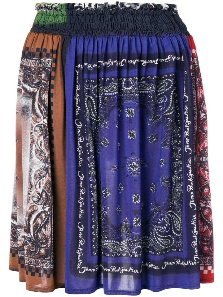 Jean Paul Gaultier Pre-owned Bandana Print Gathered Skirt - Blue