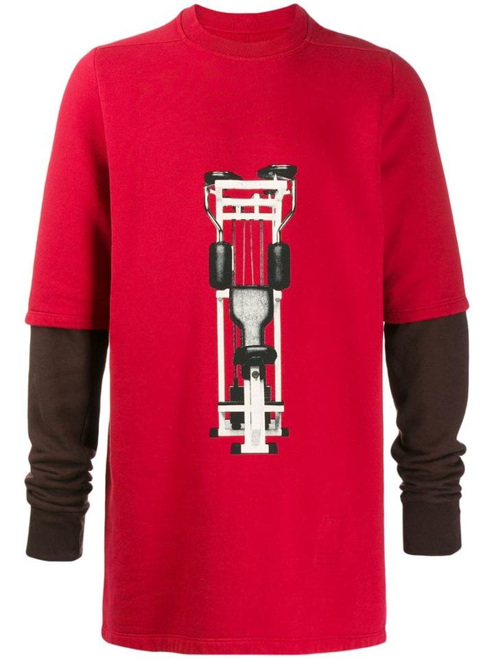 Rick Owens Drkshdw Longline Printed Sweatshirt - Red