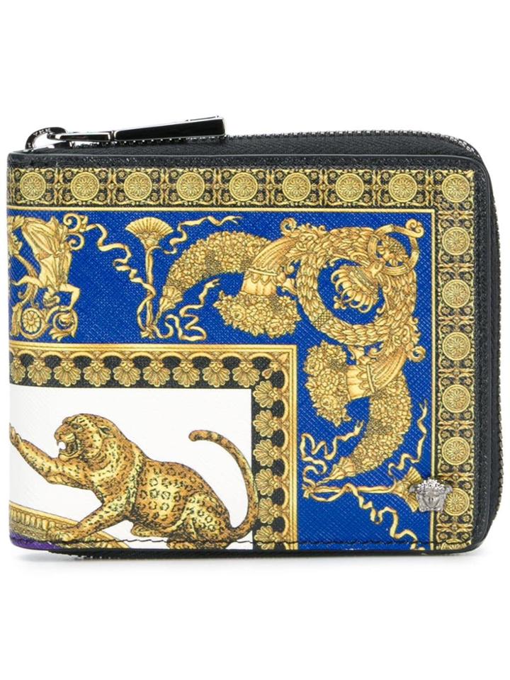 Versace Baroque Zipped Wallet - Yellow & Orange