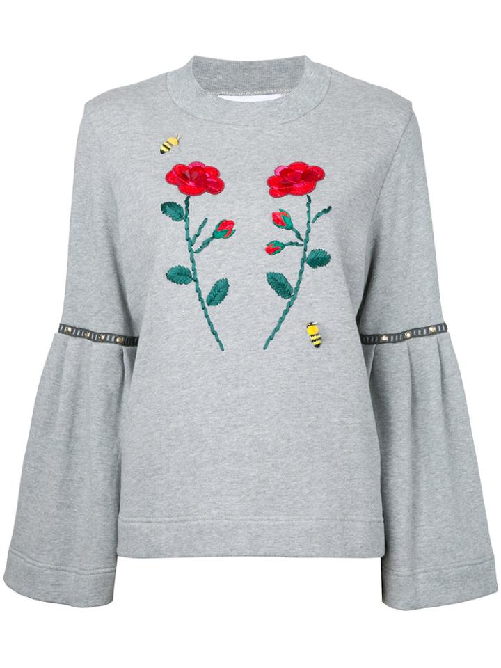 Muveil Flower Appliqué Sweatshirt - Grey