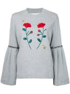 Muveil Flower Appliqué Sweatshirt - Grey