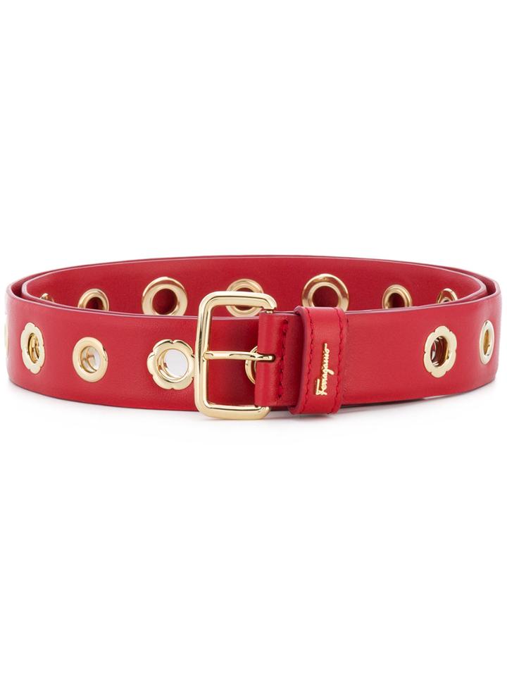 Salvatore Ferragamo Eyelets Belt - Red