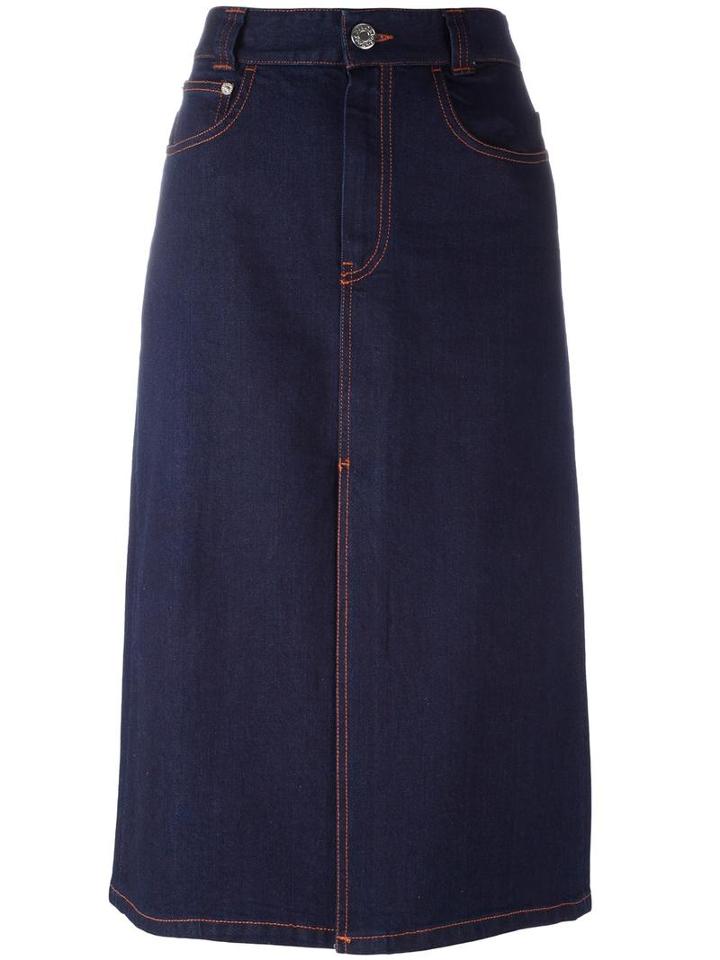 See By Chloé Denim Front Split Skirt, Women's, Size: 36, Blue, Cotton/spandex/elastane