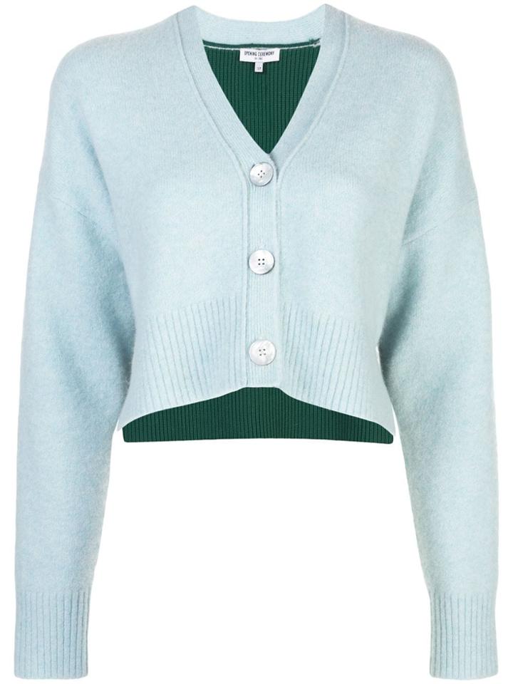Opening Ceremony Cashmere Cropped Cardigan - Blue