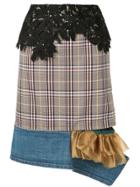 Kolor Plaid Straight Fit Skirt - Multicolour
